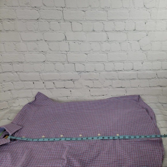 Tattersall London Shirt Men's 17 34/35‎ Red & Blue Plaid Check Button Up Dress - Picture 10 of 13